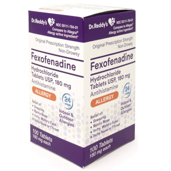 Fexofenadine Hydrochloride Tablets, 180 mg, 100 Count