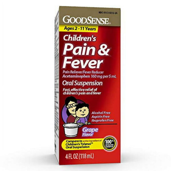 Children's Pain & Fever Oral Suspension Acetaminophen 160 mg per 5 mL-118 ml