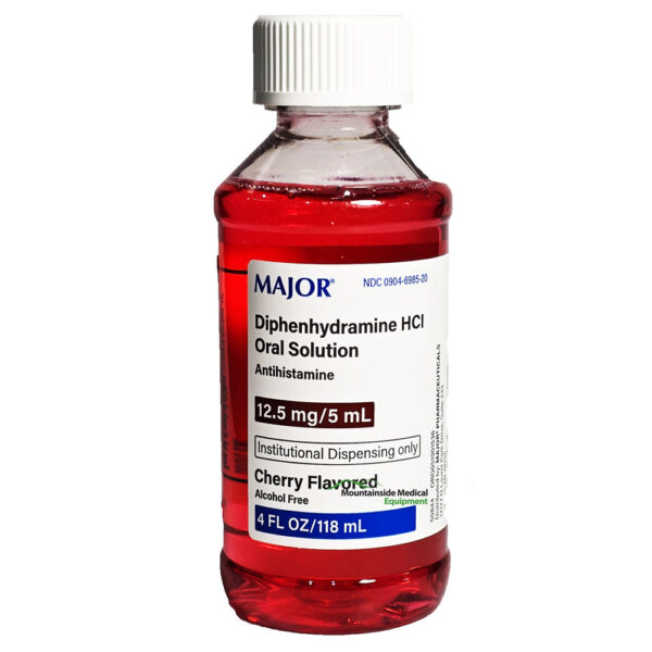 Diphenhydramine HCI 12.5mg/5 mL Oral Solution, Cherry, 118 ml