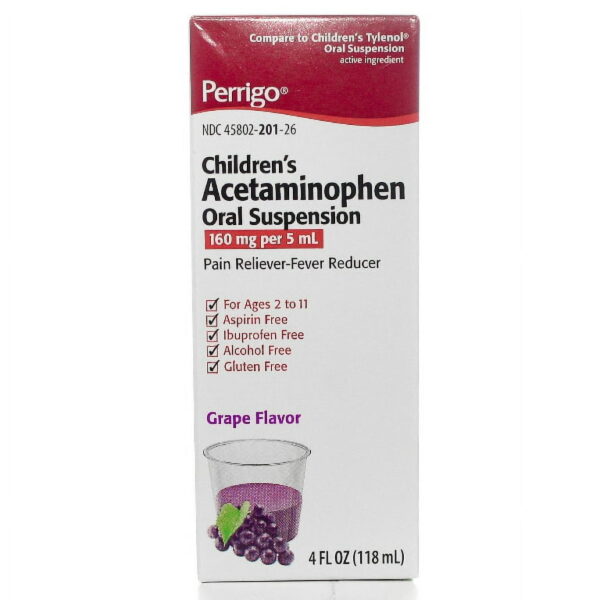 Childrens Acetaminophen Grape Oral Suspension 160 Mg Per 5 Ml, 4 Oz