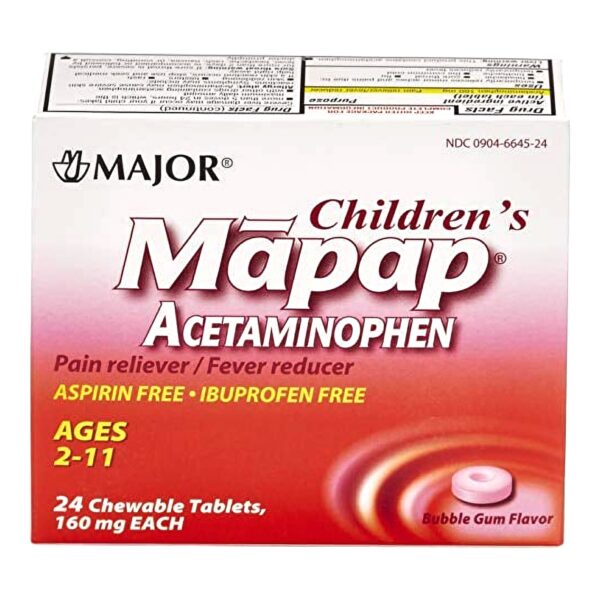 Children's Mapap Bubblegum Chewable Tabs 160 mg 24 Tabs